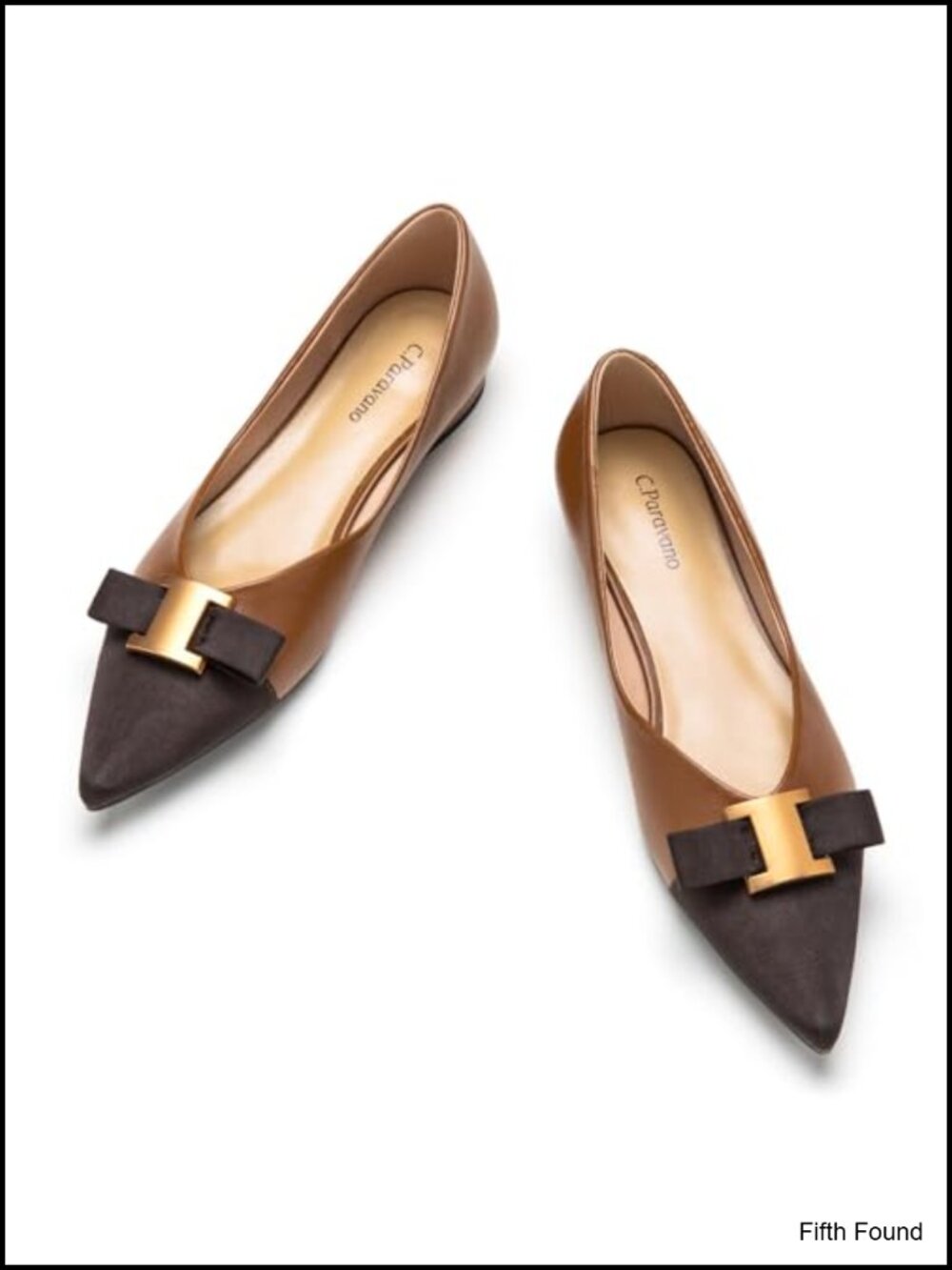 Lambskin Leather Lined Pointed Toe Ballet Flats with Bow Memory Cushion